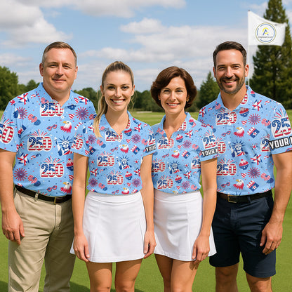 America 250th Anniversary Golf Polo Shirt For Men, Patriotic USA Golf Shirts, Independence Golf Gift NHN0232