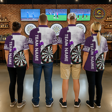 Load image into Gallery viewer, Purple &amp; White Dart Shirts for Men Custom Dart Team Jersey Dartboard Shirt Unisex DHT19
