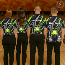 Load image into Gallery viewer, Custom Funny Frog Bowling Jersey for Women Bowling Team Shirts Bowling Polo &amp; 1/4 Zip HNT261
