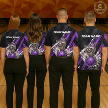 Load image into Gallery viewer, Custom Purple Raccoon Bowling Jersey for Women Bowling Team Shirts Bowling Polo &amp; 1/4 Zip HNT254