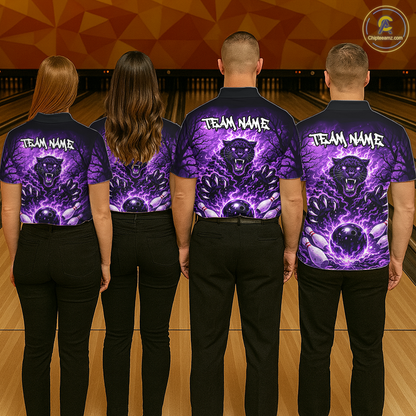 Custom Panther Bowling Shirt for Women Bowling Team Jersey Bowling Outfit Polo & Quarter-Zip QZT970