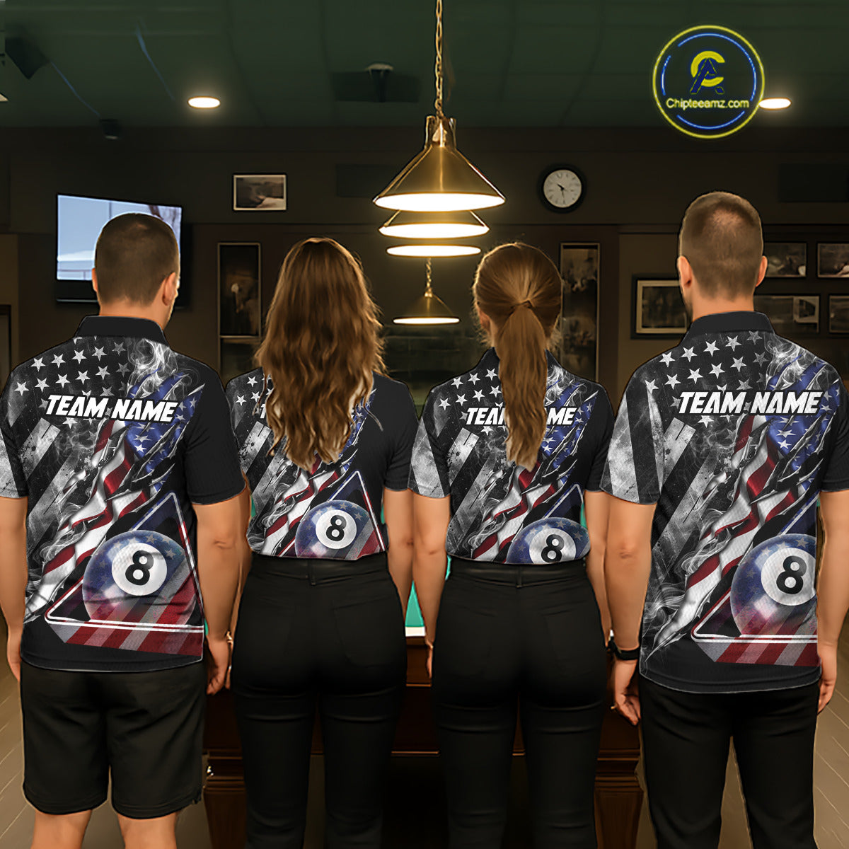 Personalized Smoke US Flag Billiard 8 Ball Pool Shirt For Men Custom Patriotic Billiard Team Appeal NYN2768