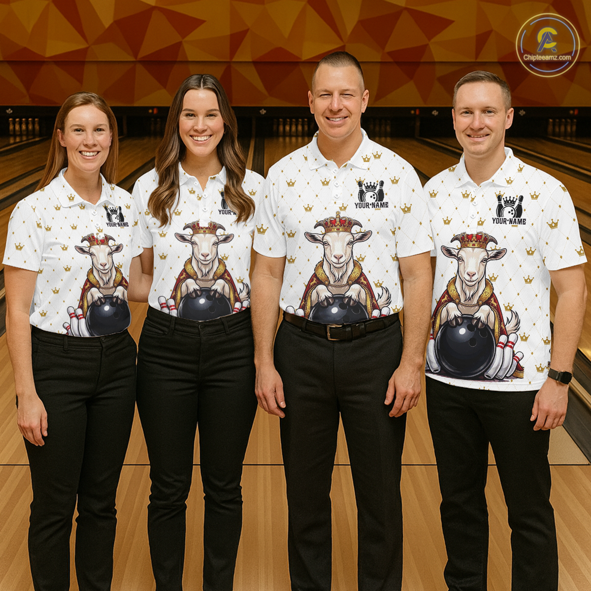 Custom King Crown Goat Bowling Shirts Funny Bowling Jersey for Men QZT1321