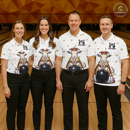 Custom King Crown Goat Bowling Shirts Funny Bowling Jersey for Men QZT1321