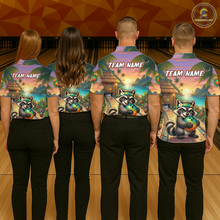 Load image into Gallery viewer, Floral Raccoon Bowling Shirt for Women Custom Bowling Team Jersey Polo &amp; Quarter-Zip QZT993