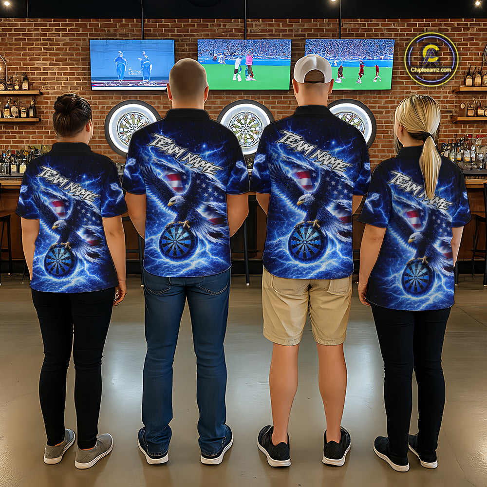 Thunder Torn US Flag Eagle Dartboard Women Darts Polo Shirt Custom Patriotic Dart League Shirt NYN2649