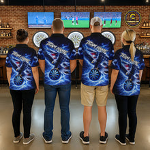 Load image into Gallery viewer, Thunder Torn US Flag Eagle Dartboard Women Darts 1/4-Zip Shirt Custom Patriotic Dart League Shirt NYN2649