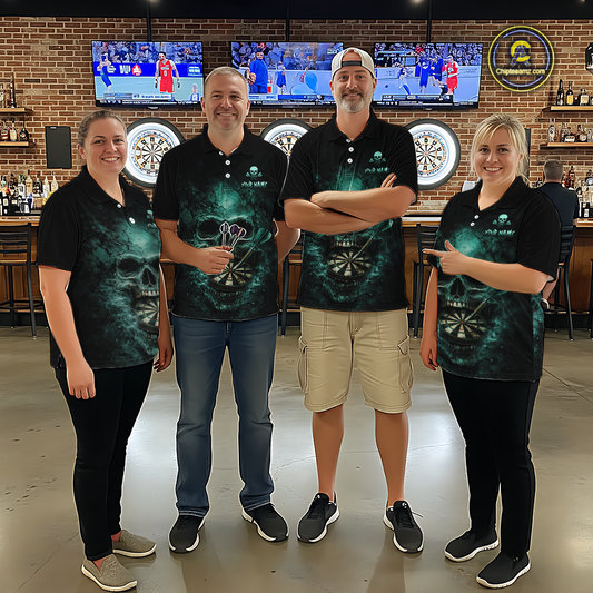 Cracked Grunge Teal Smokes Skull Dartboard Women Darts 1/4-Zip Shirt Personalized Darts Team Jerseys NYN2598