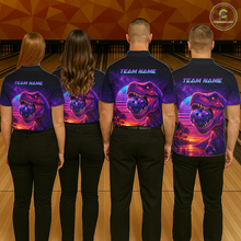 Load image into Gallery viewer, Custom Retro Galaxy Dinosaur Bowling Jersey for Women Bowling Shirts for Team Polo &amp; 1/4 Zip HNT245