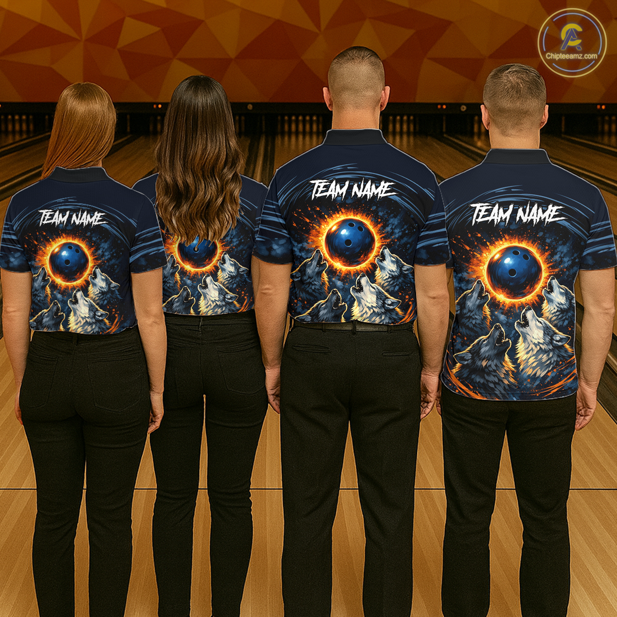 Wolf Bowling Jersey for Women Polo & 1/4 Zip Custom Wolf Bowling Team Shirts Bowling League HNT205