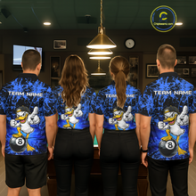 Load image into Gallery viewer, Custom Blue Funny Duck Billiard Shirt for Men Billiard Team Jersey League 8 Ball Pool Shirts NNT171