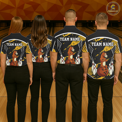 Custom Yellow Funny Horse Bowling Tournament Jersey for Men Bowling Team Shirts Polo & 1/4 Zip HNT180