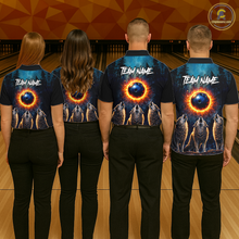 Load image into Gallery viewer, Flame Wolf Bowling Jersey for Men Bowling Uniform Polo &amp;1/4 Zip Custom Bowling Team Shirts HNT252