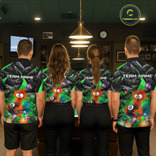 Load image into Gallery viewer, Custom Funny Green Chicken 8 Ball Pool Billiard Shirt for Men Polo &amp; 1/4 Zip, Billiard Team Jerseys NNT148