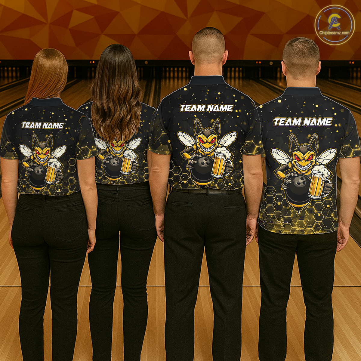 Custom Funny Beer Bee Bowling Jersey for Women Bowling Team Shirts Polo & 1/4 Zip HNT191