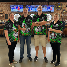 Load image into Gallery viewer, Custom Green Duck Funny Dart Shirt Dart Team Jersey for Men Dartboard Polo &amp; 1/4Zip NNT167