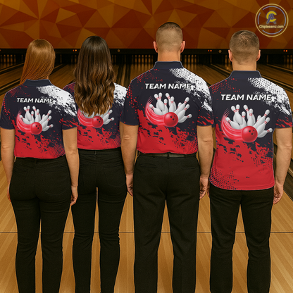 Red Custom Bowling Shirts for Women Men Bowling Jersey Polo&1/4 Zip Shirt for Team MBL224