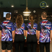 Load image into Gallery viewer, Personalized Colorful Galaxy American Flag 8 Ball Pool Billiard Shirts For Men Billiard Attire Gifts NYN2791