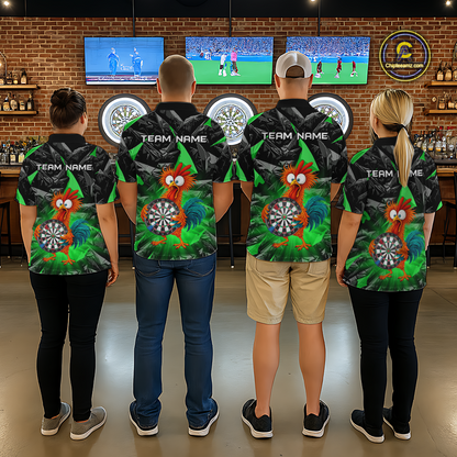 Custom Funny Green Chicken Dart Shirts For Men Dart Board Gifts Darts Team Jerseys Dart League NNT152