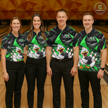 Load image into Gallery viewer, Custom Green Funny Duck Bowling Jersey for Women Bowling League Bowling Team Shirts Polo &amp; 1/4 Zip HN233