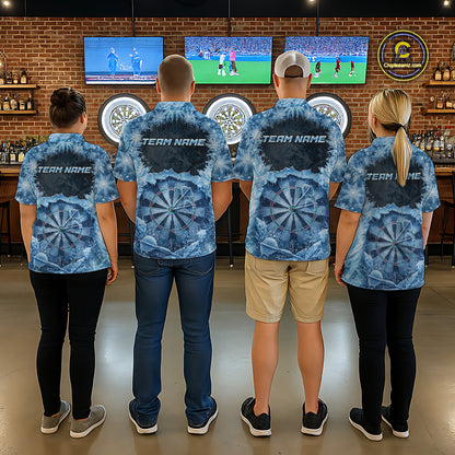 Icy Snowflake Blue Dartboard Women Darts Polo & 1/4-Zip Shirts Custom Darts Clothing Team Shirt Jersey NYN3034