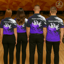 Load image into Gallery viewer, Purple Custom Bowling Shirts for Women Men Bowling Jersey Polo&amp;1/4 Zip Shirt for Team MBL224