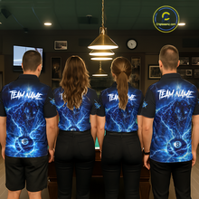 Load image into Gallery viewer, Peronalized Blue Thunder Lightning Leopard Custom Billiard Shirt for Women 8 Ball Billiard Jersey BHT17
