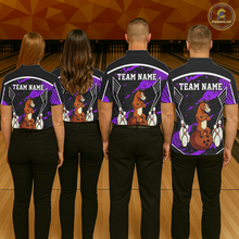 Load image into Gallery viewer, Custom Purple Funny Horse Bowling Tournament Jersey for Women Bowling Team Shirts Polo &amp; 1/4 Zip HNT180