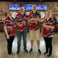 Load image into Gallery viewer, Personalized Women Darts Bull Grunge Red Polo Shirt Custom Name Polo 1/4-Zip Shirt Gift For Darters NYN2856
