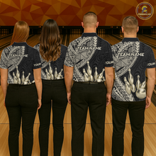 Load image into Gallery viewer, Black and Gold Tribal Pattern Bowling Jersey for Women Bowling Uniform Bowling Team Shirts HNT225