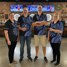 Load image into Gallery viewer, Custom Blue Tribal Dart Shirts for Men Dart Team Jersey Dartboard Gifts Polo &amp; 1/4 Zip NNT163