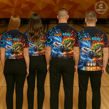 Load image into Gallery viewer, Custom Flame Shark and Alligator Bowling Jersey for Women Bowling Uniform Bowling Team Shirts HNT248
