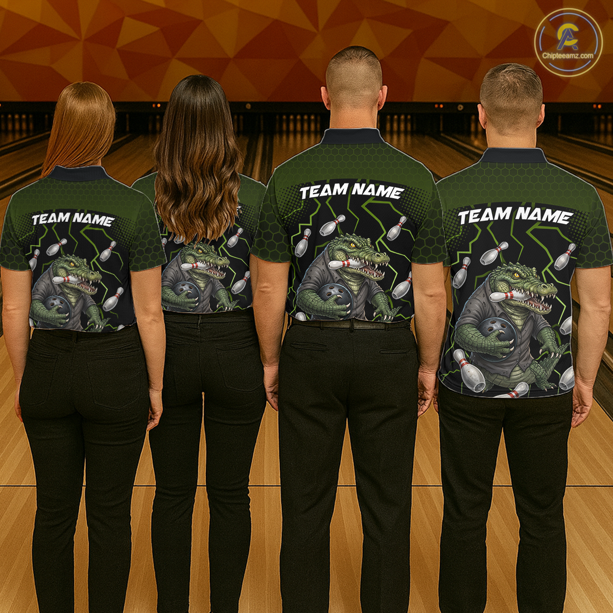 Custom Alligator Bowling Team Shirts Bowling Jersey for Women Bowling Outfit Polo & 1/4 Zip HNT548