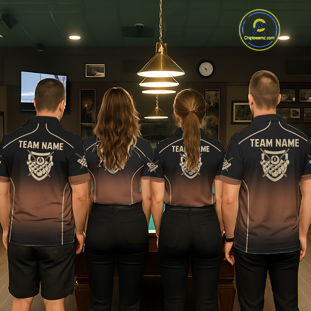 Black And Brown 8 Ball Pool Men Billiard Polo & 1/4-Zip Shirt Custom Billiard Balls Jerseys NYN2442
