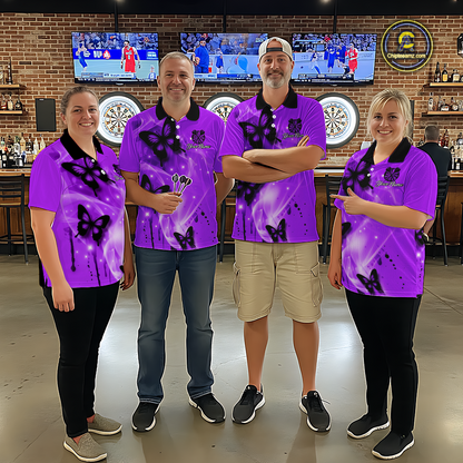 Custom Purple Galaxy Butterflies Darts Shirt for Women Darts Team Jerseys Dartboard Shirt NNT261