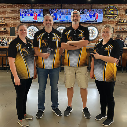 Funny Cobra Cheer Beers Polo & 1/4-Zip Shirt Custom Black & Yellow Cobra Men Best Dart Team Shirts NYN2897