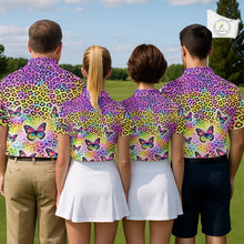 Load image into Gallery viewer, Mens Golf Polo Shirt Colorful Rainbow Leopard Print Pattern Custom Butterfly Team Golf Tops For Men NHN0180