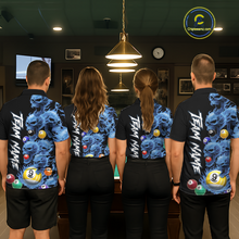 Load image into Gallery viewer, Custom Blue Flame Skull 9 Ball Pool Billiard Shirt for Men Polo &amp; 1/4 Zip, Billiard Team Jerseys NNT1159