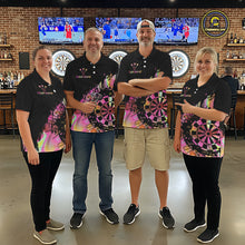Load image into Gallery viewer, Pink Holographic Dartboard Grunge Darts Polo Shirts For Women Custom Name For Darters NYN2705