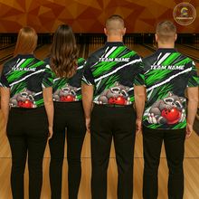 Load image into Gallery viewer, Custom Green Raccoon Funny Bowling Jersey for Women Bowling Team Shirts Polo &amp; 1/4 Zip HNT247