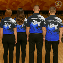 Load image into Gallery viewer, Blue Custom Bowling Shirts for Women Men Bowling Jersey Polo&amp;1/4 Zip Shirt for Team MBL224