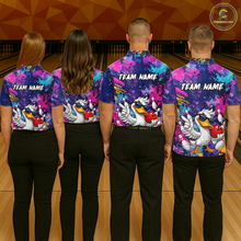 Load image into Gallery viewer, Custom Graffiti Funny Duck Bowling Jersey for Men Bowling League Bowling Team Shirts Polo &amp; 1/4 Zip HN234