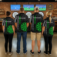 Load image into Gallery viewer, Custom Green US Flag Darts Shirt for Men Darts Team Jerseys Dart Tourament Polo &amp; 1/4 Zip NNT116