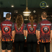 Load image into Gallery viewer, Personalized 8 Ball Red Flames Pool Billiard Polo &amp; 1/4 Zip For Men Custom Camo Billiard Team Jerseys NYN3011