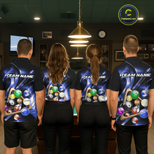 Load image into Gallery viewer, Custom Ball Pool Shirts Blue Billiard Shirt for Women Billiard Team Jersey Billiard League NNT180