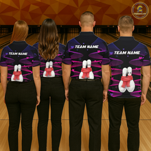 Load image into Gallery viewer, Personalized Valentine Bowling Shirt for Couples Bowling Jersey Pink Bowling Gift Polo &amp; 1/4-Zip QZT870