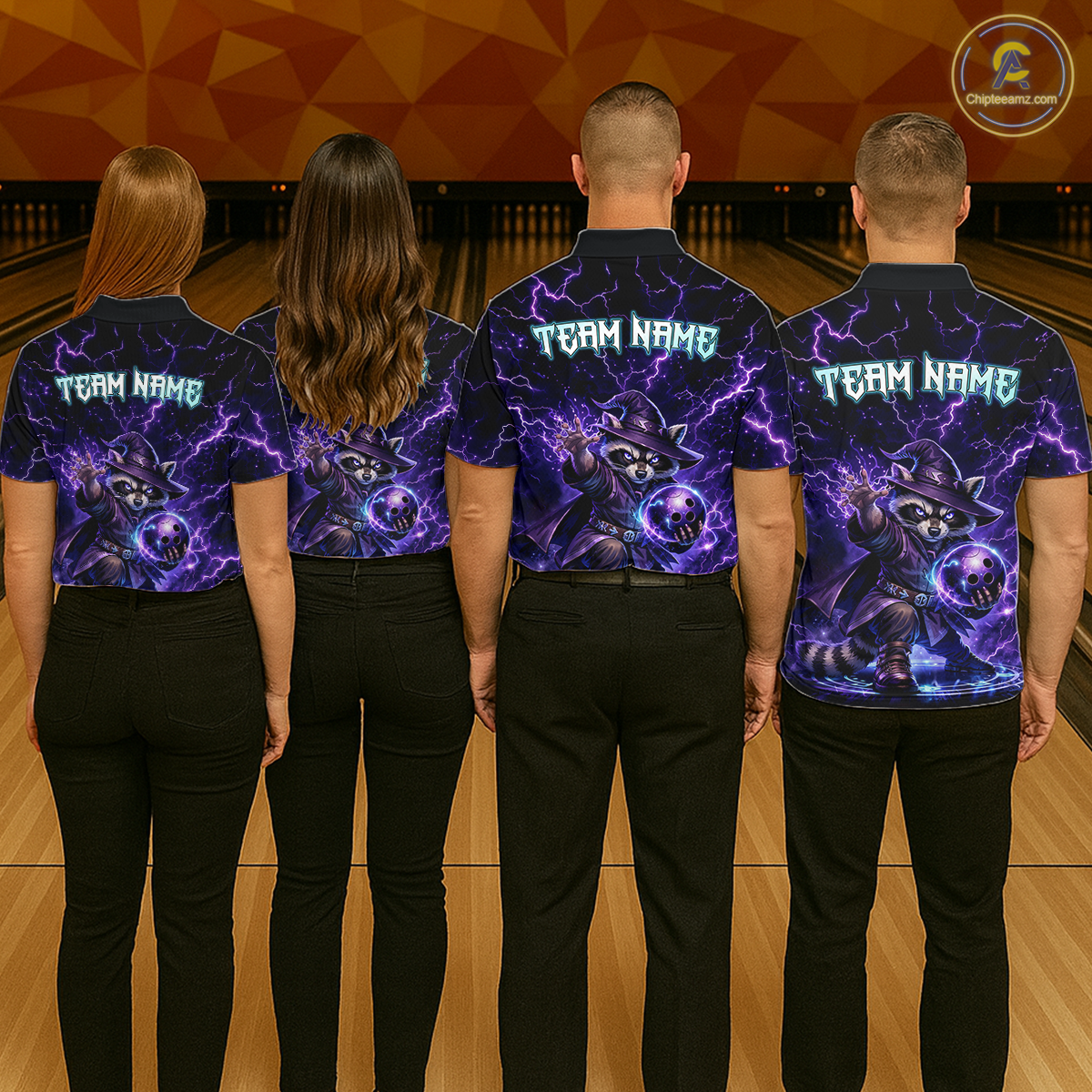 Personalized Raccoon Wizard Bowling Shirt for Women Purple Thunder Lightning Bowling Jersey QZT920