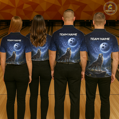 Custom Majestic Wolf Bowling Shirt for Men King Crown Bowling Jersey Polo & Quarter-Zip QZT964