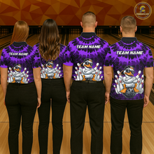 Load image into Gallery viewer, Custom Purple Funny Duck Bowling Jersey for Men Bowling Uniform Polo &amp; 1/4 Zip Bowling Team Shirts HNT238