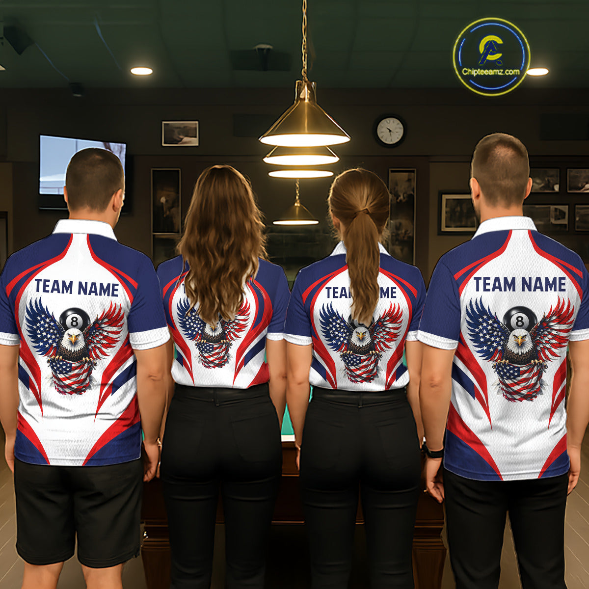 Custom 250 Years Freedom Eagle 8 Ball Pool Billiard Shirt For Men Patriotic Billiard Apparel NYN2633